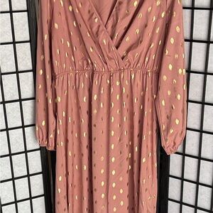 Elegant Gold Polka Dot Dress